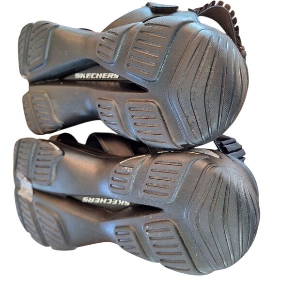 Skechers Cloud Ultra Platform Sandals 10 Black Chunky Strappy Comfort Shoe - Picture 12 of 16